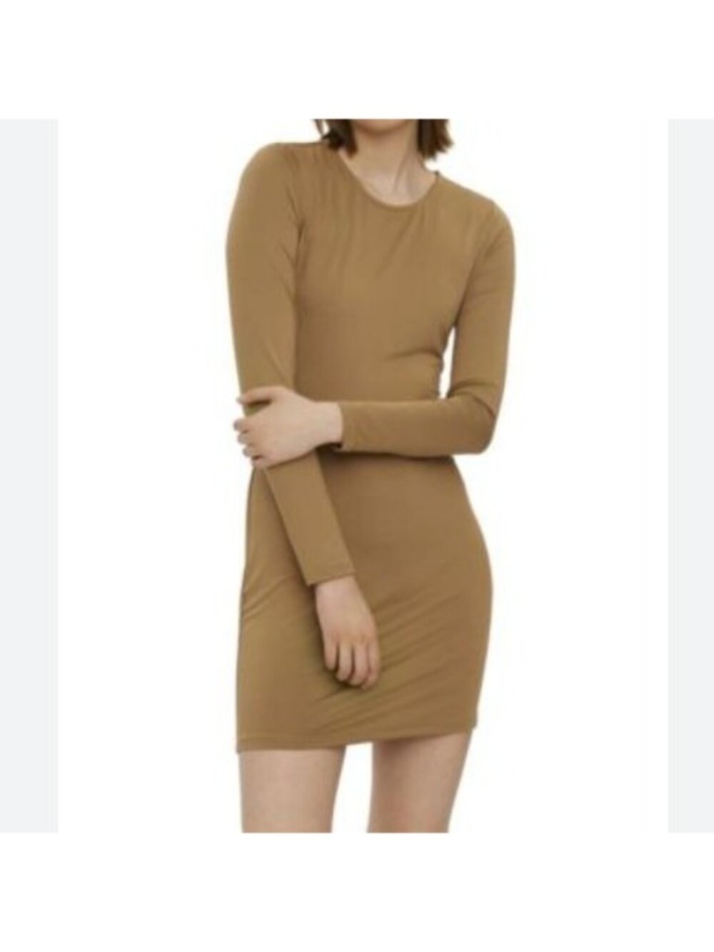 Vero Moda Long Sleeve Cutout Back Mini Dress Large Gold New Tigers Eye